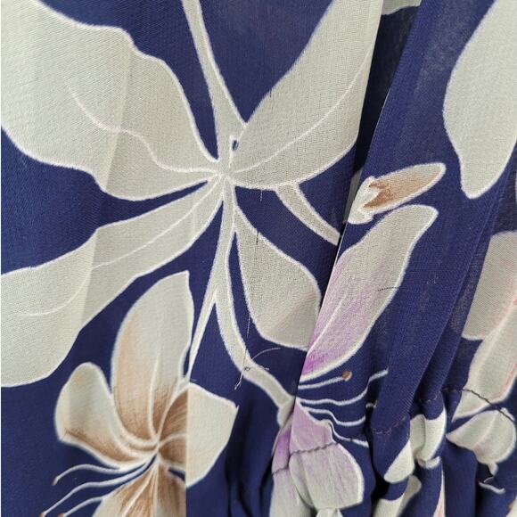 Roma‎ Vintage Floral Sash Waist Long Sheer Sleeve Flowy Maxi Fit n Flare Dress - Picture 10 of 13